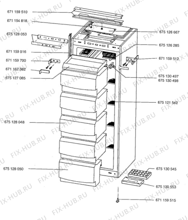 Взрыв-схема холодильника Aeg A1372-4I - Схема узла Cabinet + armatures